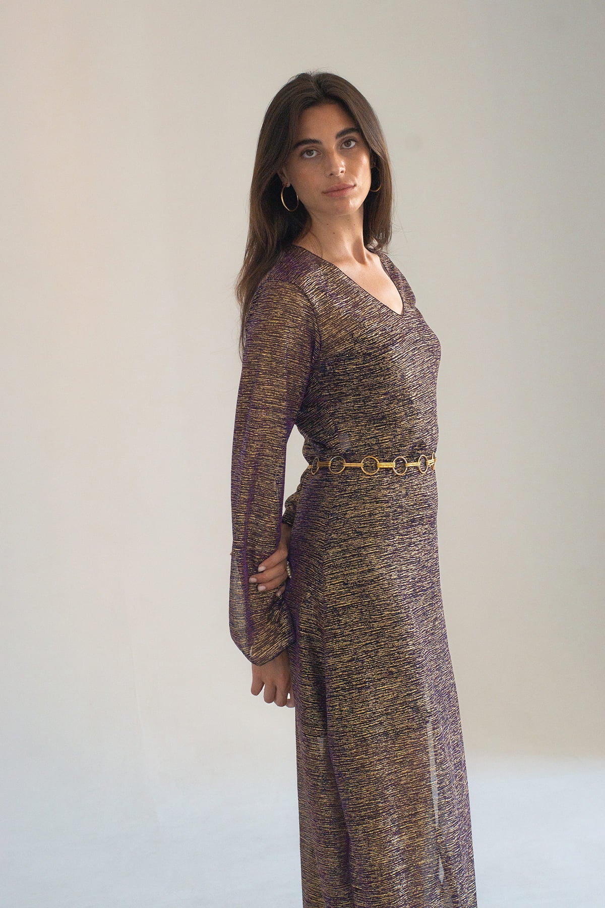 túnica con estampado dorado