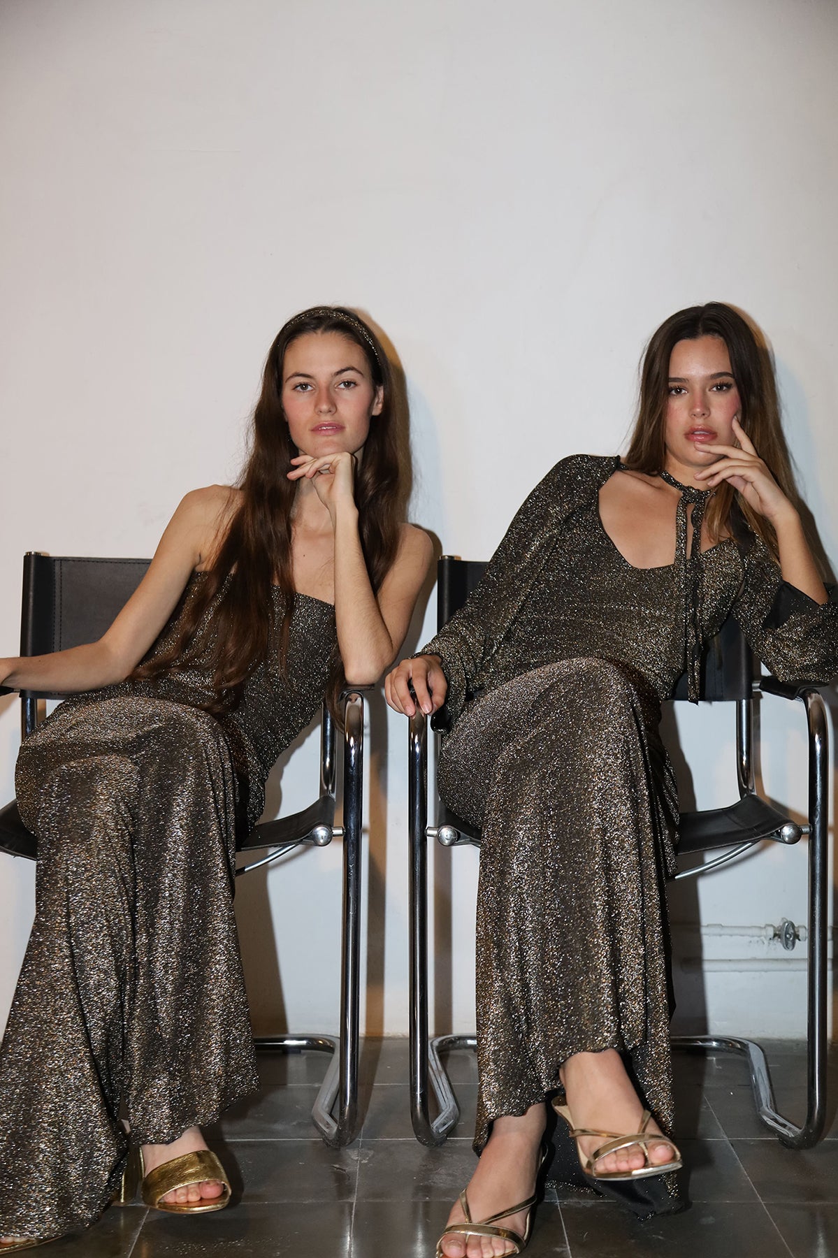 Pantalon glitter punto lurex negro