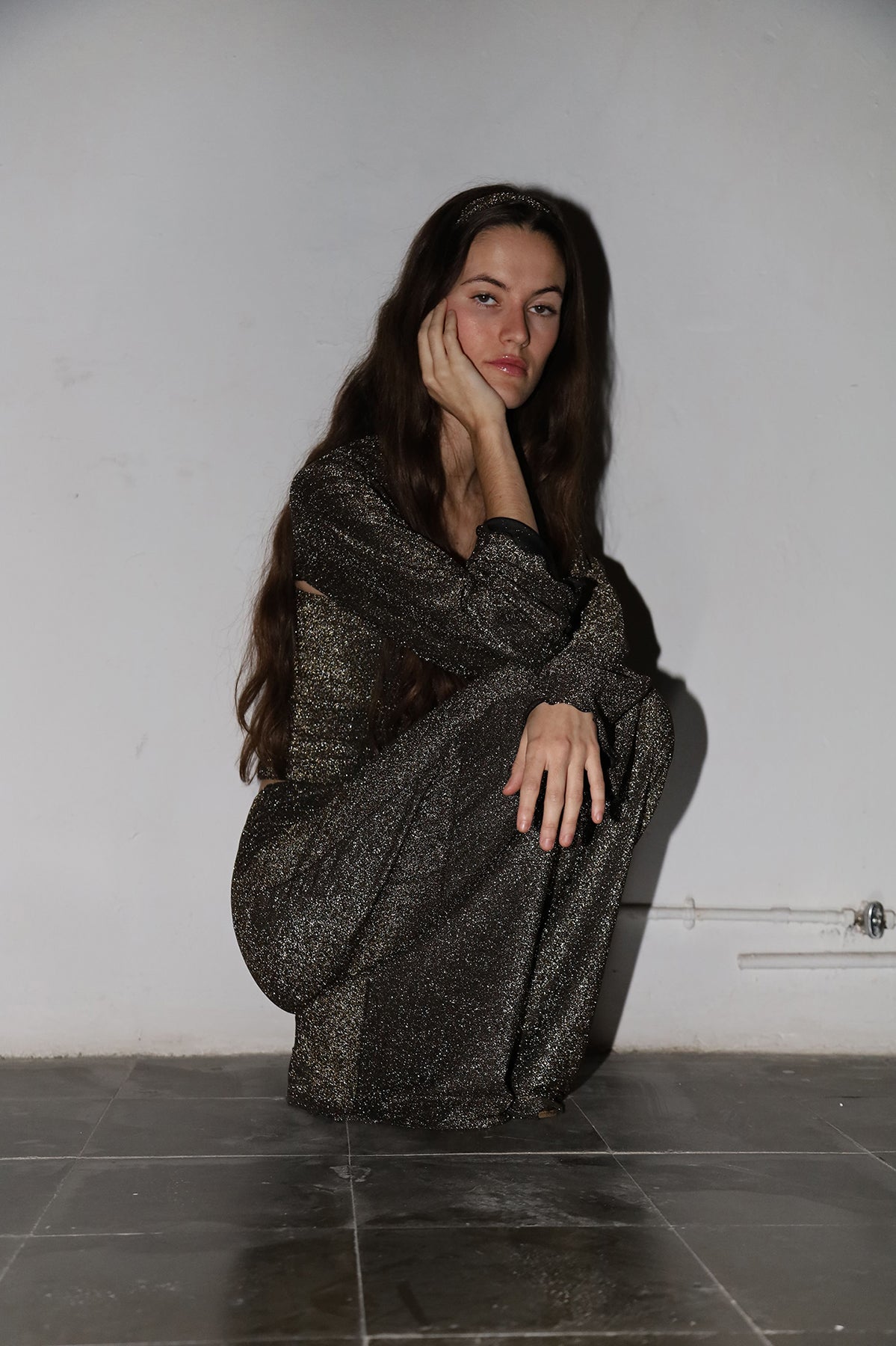 Pantalón punto lurex negro