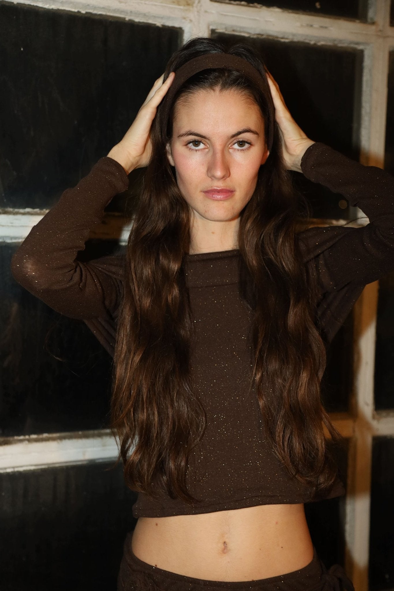 olor marrón con purpurina