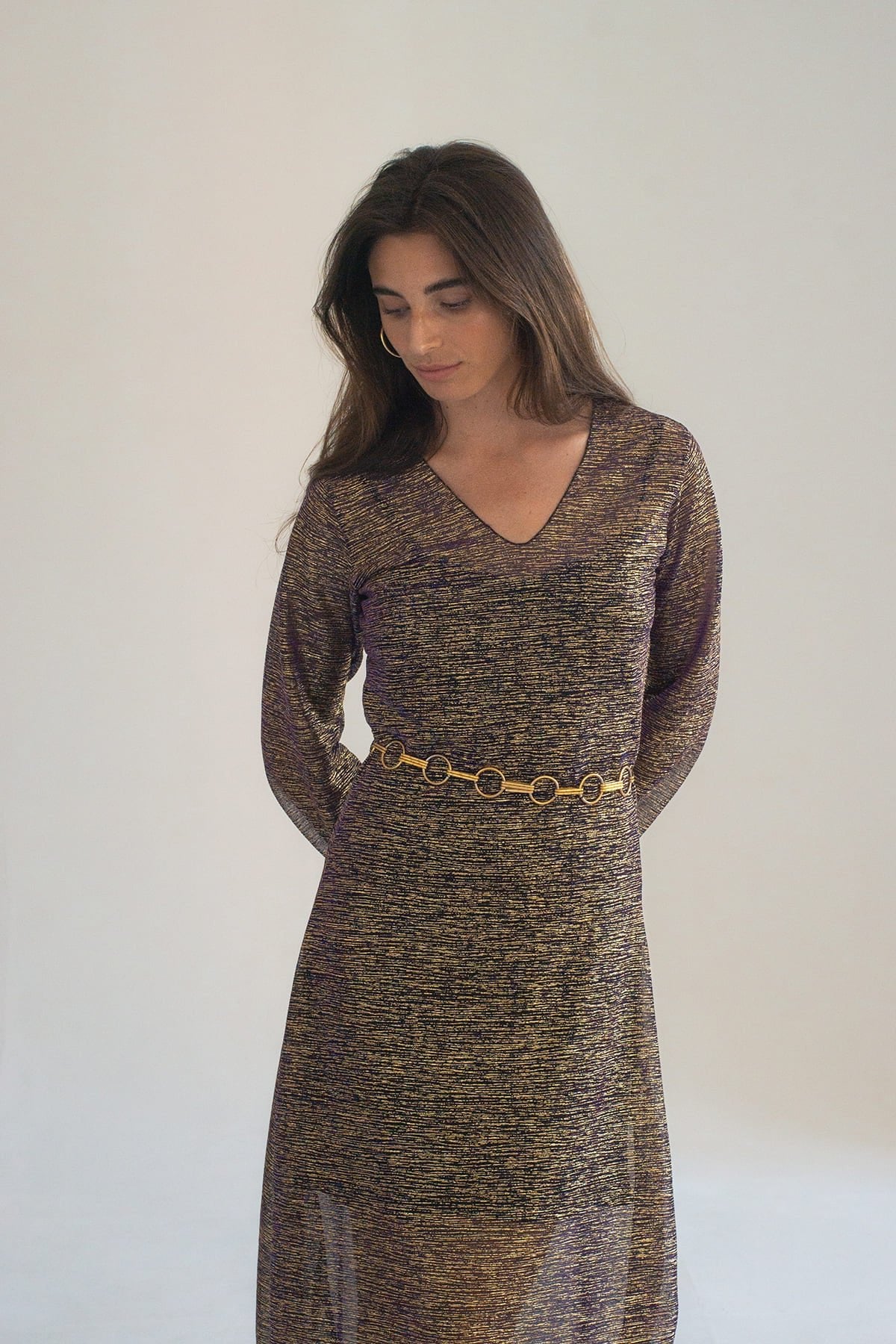 túnica con estampado dorado